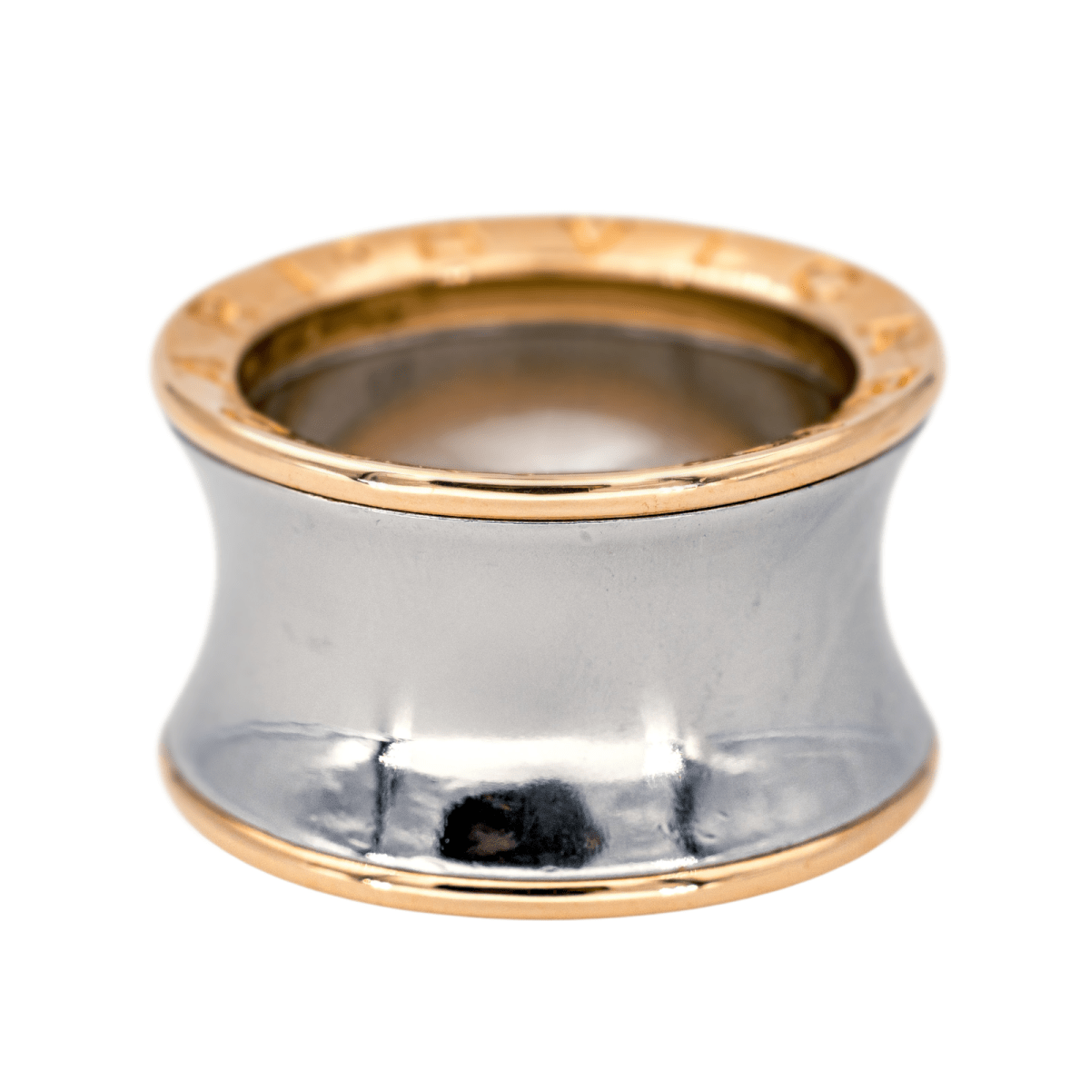 Bague Bandeau BULGARI "B.ZERO1" en or rose et acier - Castafiore