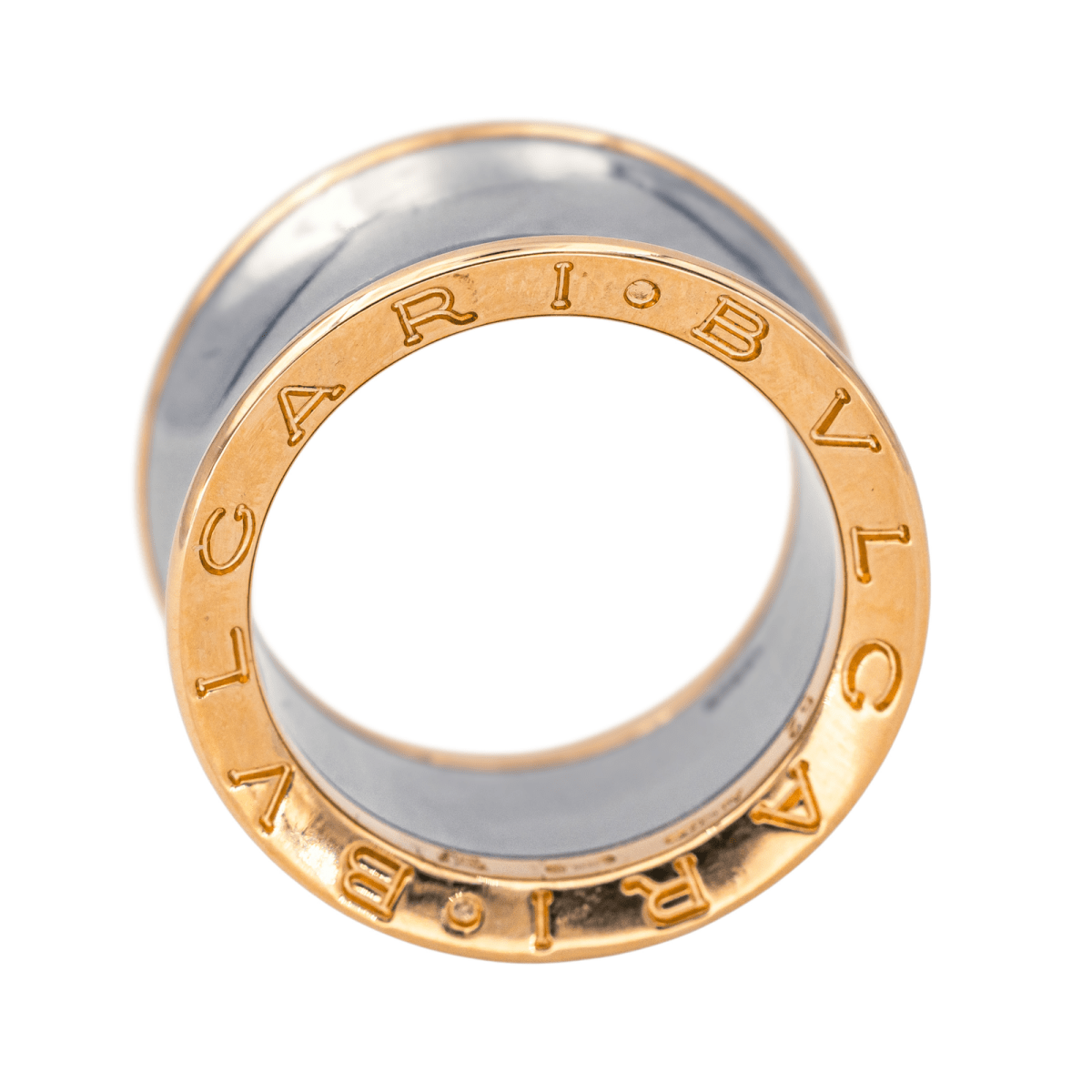 Bague Bandeau BULGARI "B.ZERO1" en or rose et acier - Castafiore
