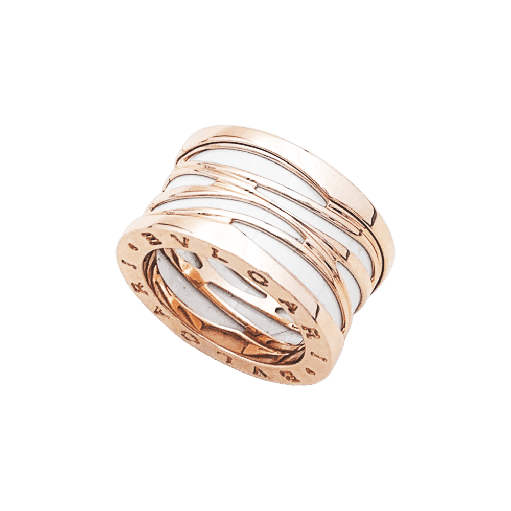Bague Bandeau BULGARI "B.Zéro1" en or rose et céramique - Castafiore