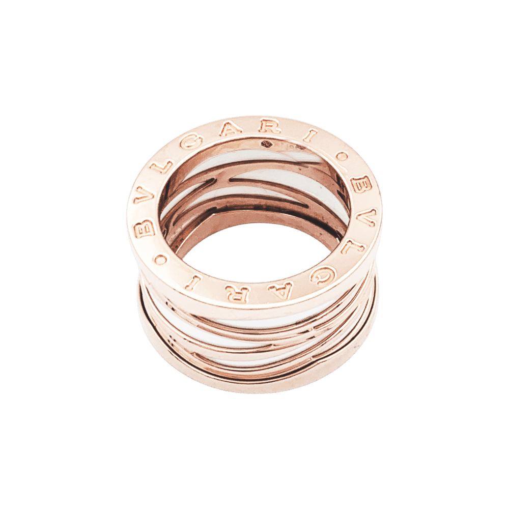 Bague Bandeau BULGARI "B.Zéro1" en or rose et céramique - Castafiore