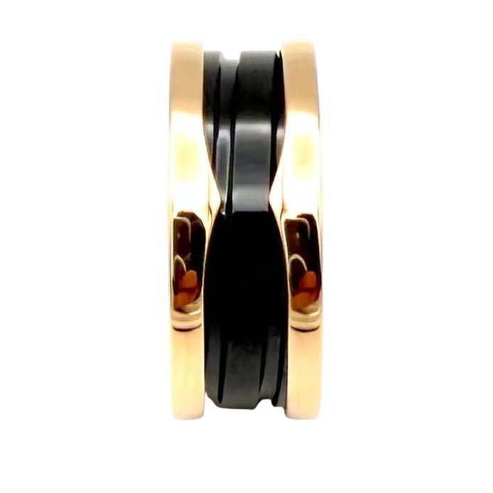 Bague Bandeau BULGARI "B.Zéro1" en or rose et céramique - Castafiore