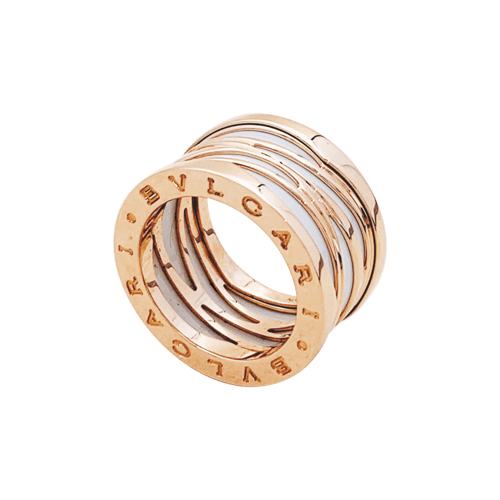 Bague Bandeau BULGARI "B.Zéro1" en or rose et céramique - Castafiore