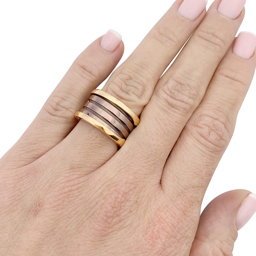 Bague Bandeau BULGARI "B.zero1" en or rose et cermet - Castafiore