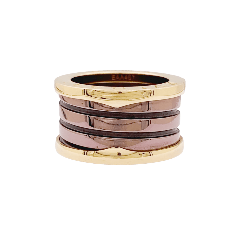 Bague Bandeau BULGARI "B.zero1" en or rose et cermet - Castafiore