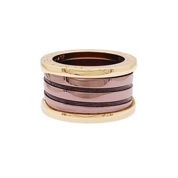 Bague Bandeau BULGARI "B.zero1" en or rose et cermet - Castafiore