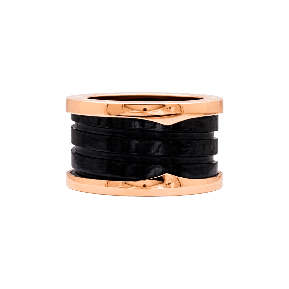 Bague Bandeau BULGARI "B.Zero1" GM en or rose et céramique - Castafiore
