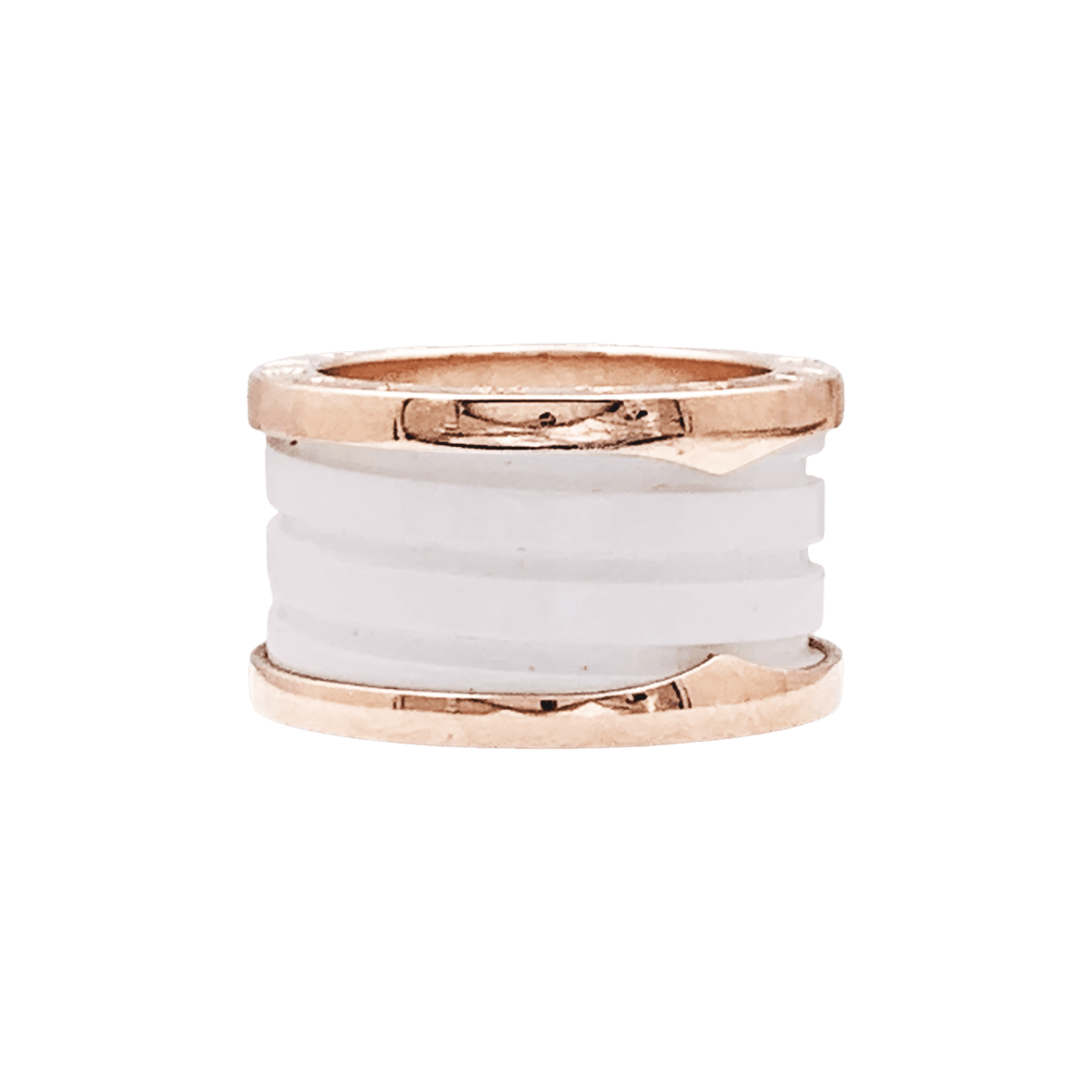 Bague Bandeau BULGARI "B.Zero1" GM en or rose et céramique - Castafiore