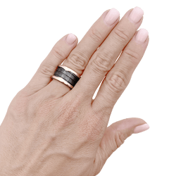 Bague Bandeau BULGARI "B.Zero1" GM en or rose et céramique - Castafiore