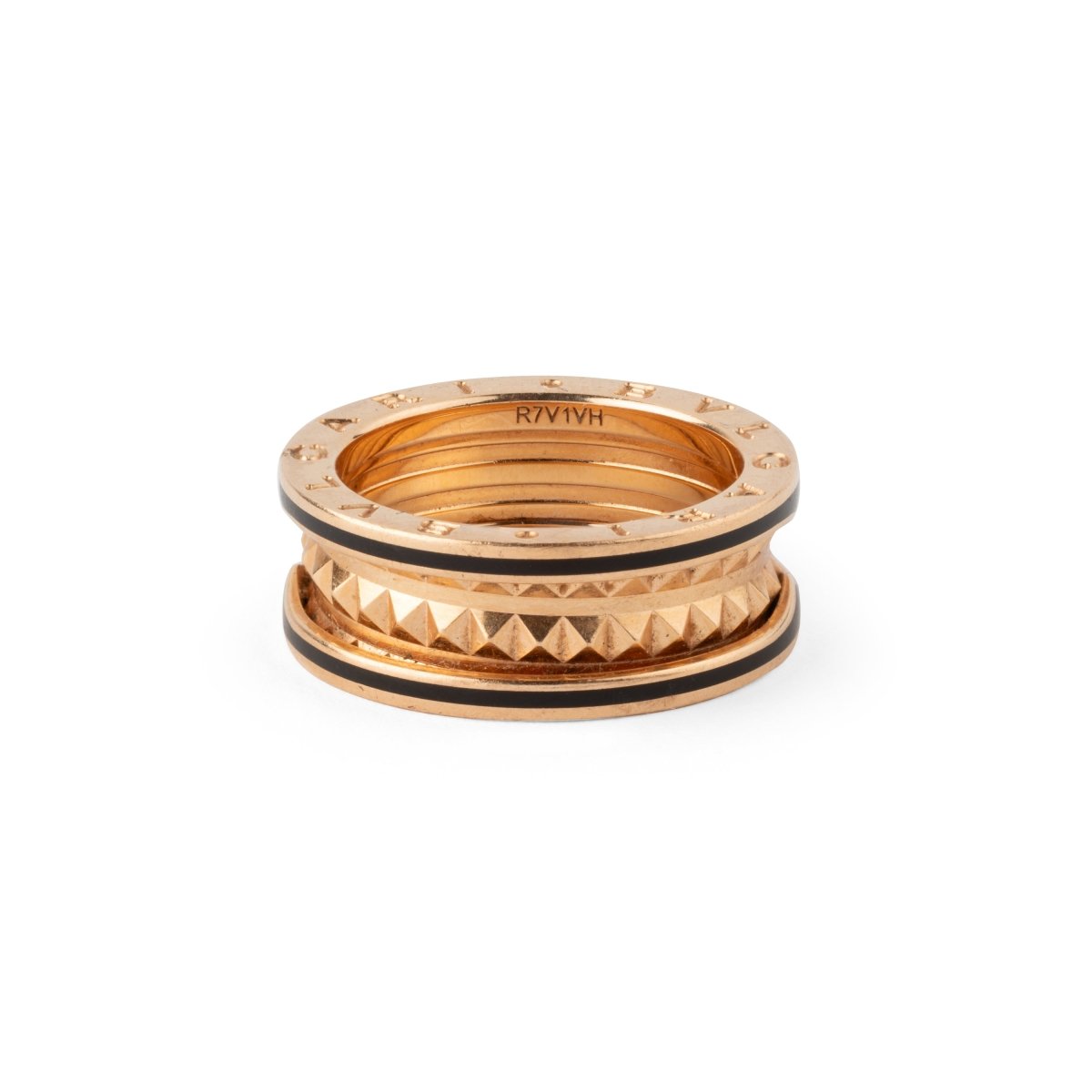 Bague Bandeau BULGARI "B.zero1 Rock" en or rose et céramique noire - Castafiore
