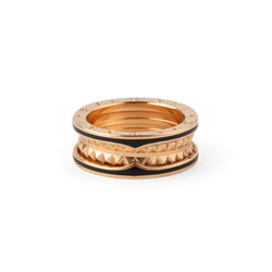 Bague Bandeau BULGARI "B.zero1 Rock" en or rose et céramique noire - Castafiore