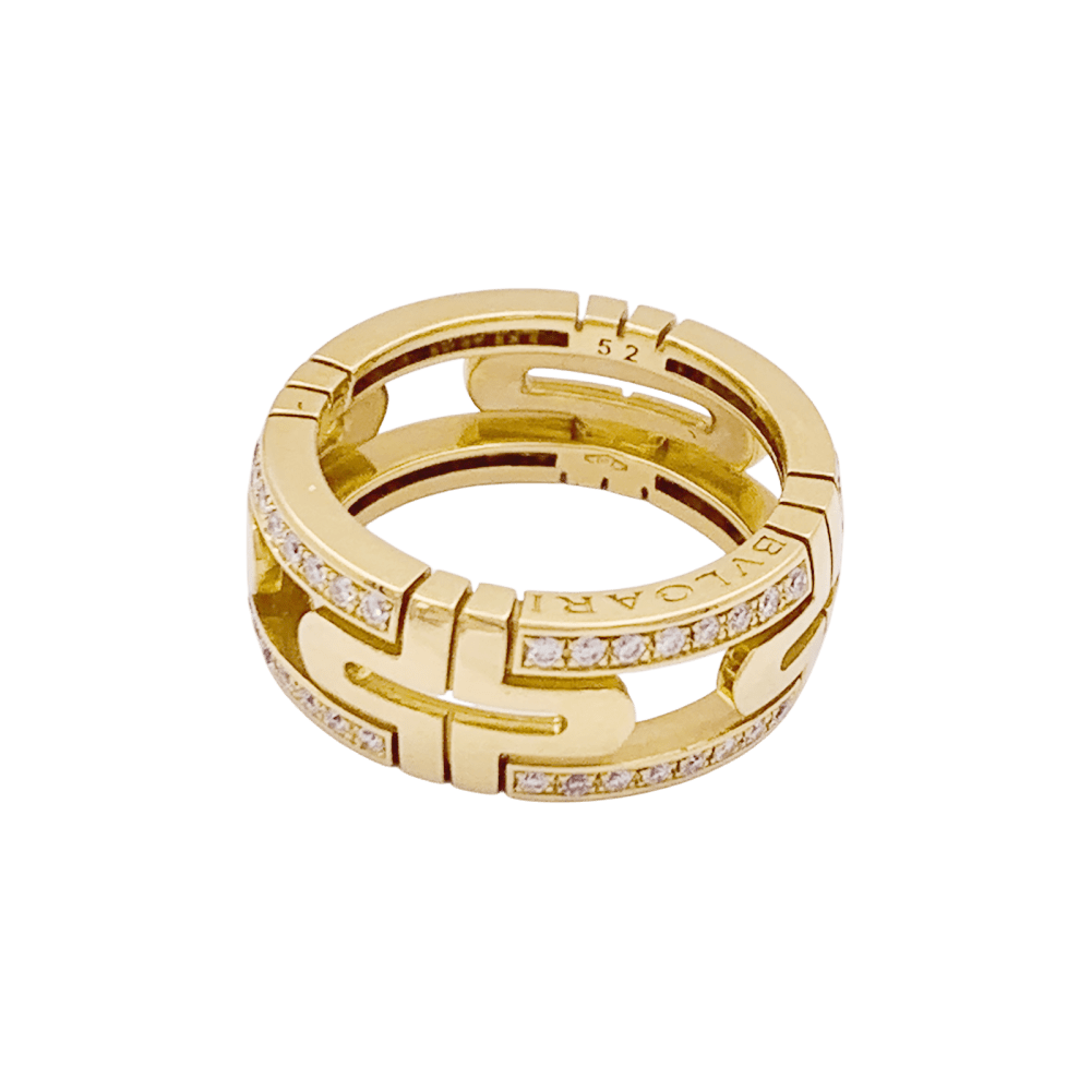 Bague Bandeau BULGARI "Parentesi" en or jaune et diamants - Castafiore