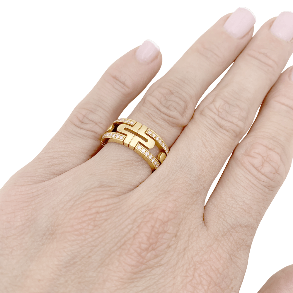 Bague Bandeau BULGARI "Parentesi" en or jaune et diamants - Castafiore