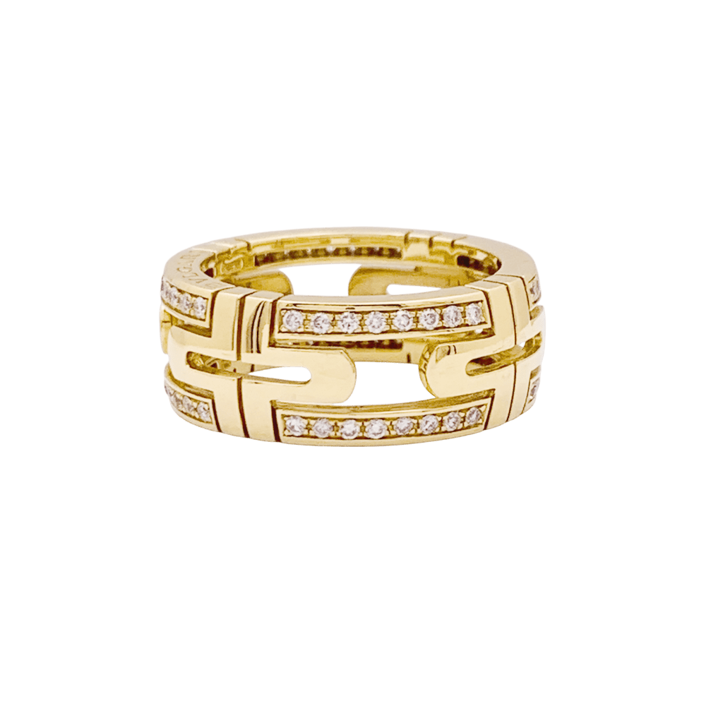 Bague Bandeau BULGARI "Parentesi" en or jaune et diamants - Castafiore