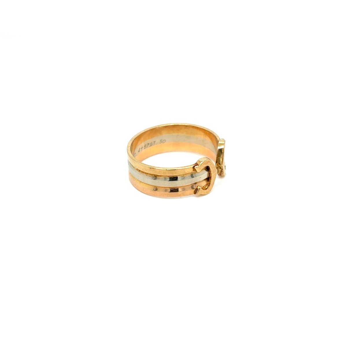 Bague Bandeau CARTIER "2 C" en jaune, or blanc et or rose - Castafiore