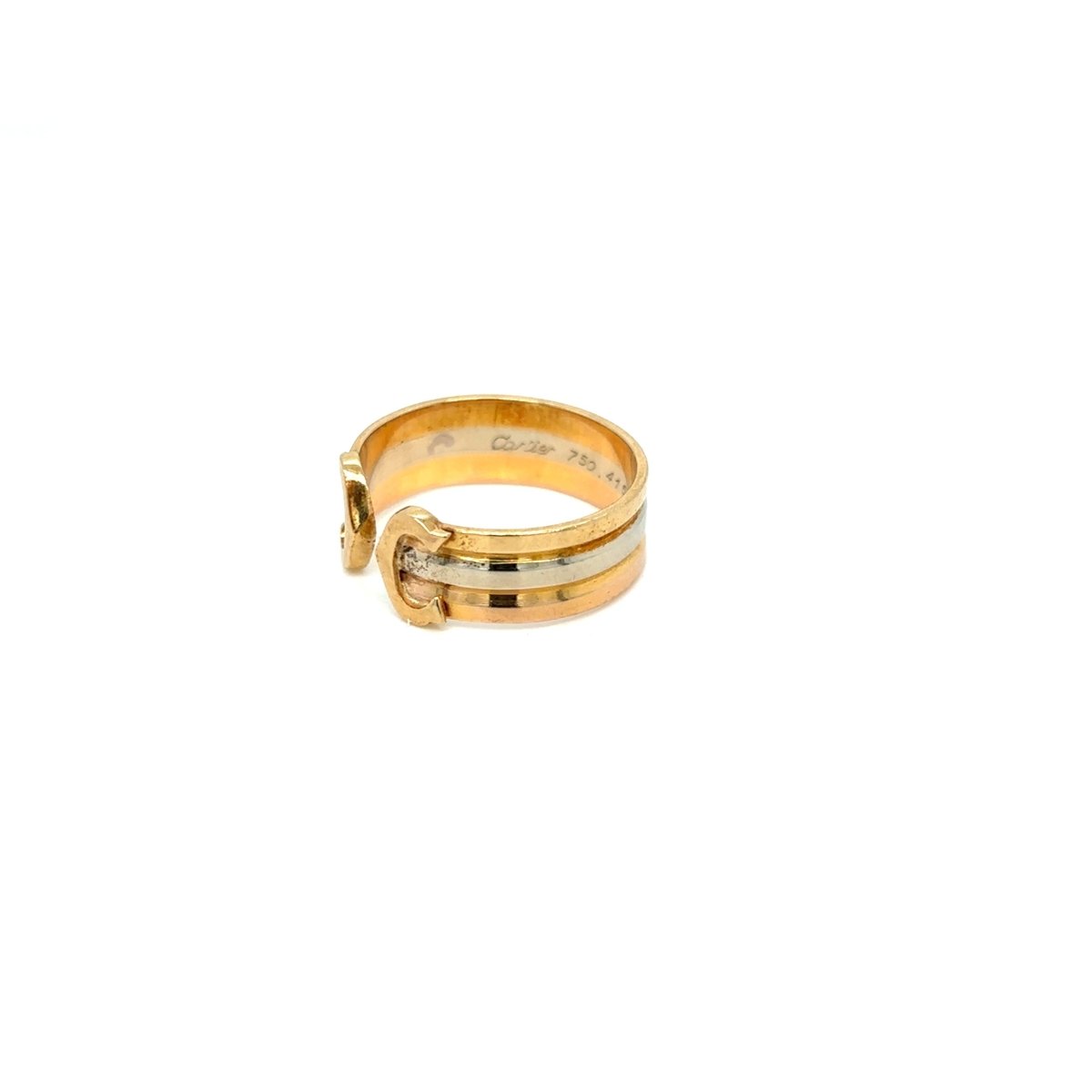 Bague Bandeau CARTIER "2 C" en jaune, or blanc et or rose - Castafiore