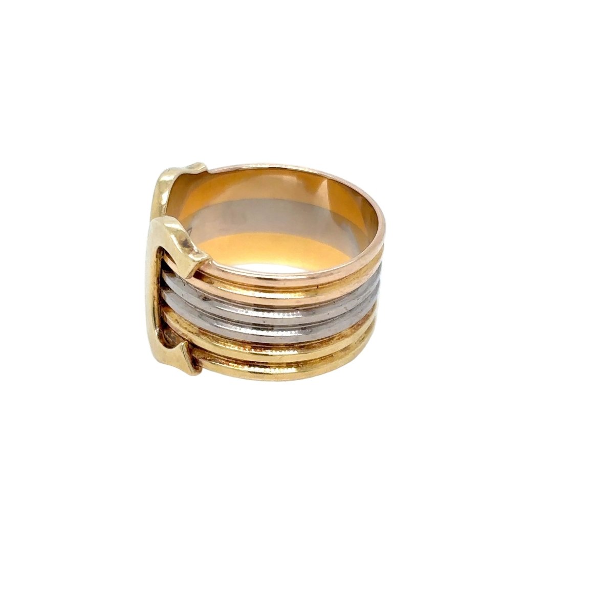 Bague Bandeau CARTIER "2C Trinity" en or blanc, or jaune et or rose - Castafiore
