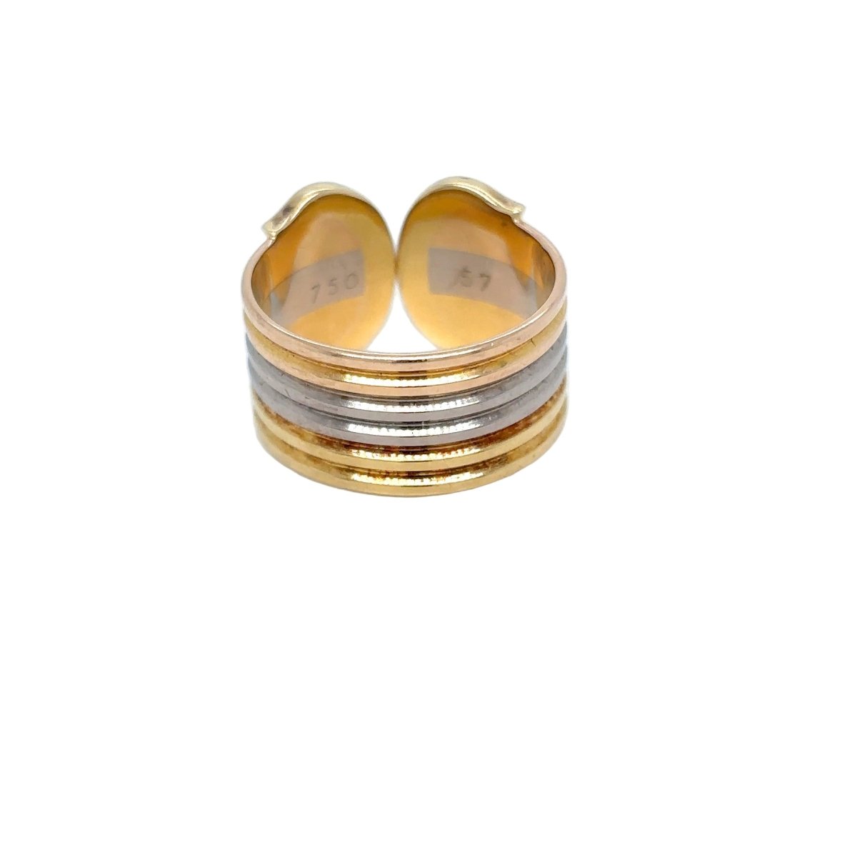 Bague Bandeau CARTIER "2C Trinity" en or blanc, or jaune et or rose - Castafiore