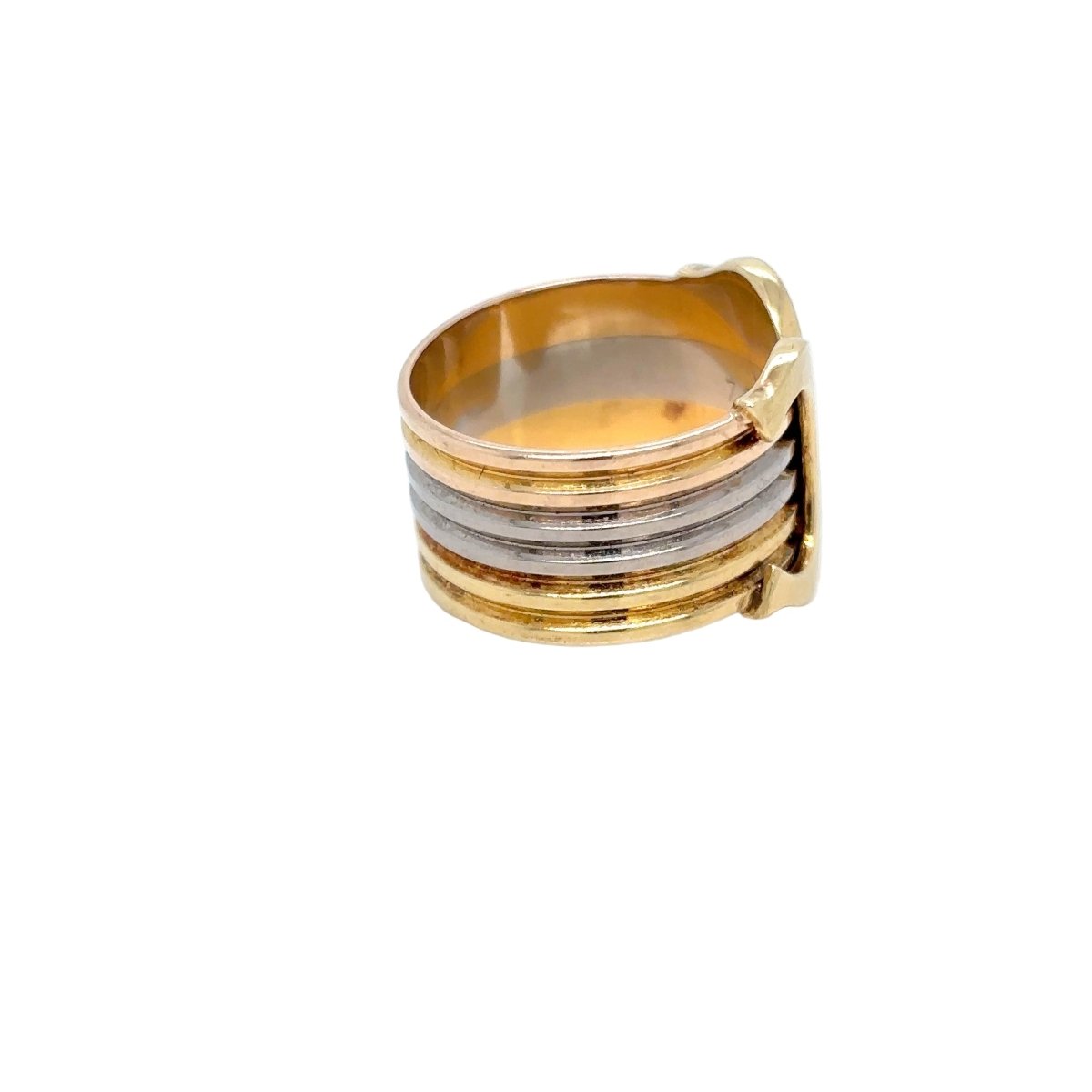 Bague Bandeau CARTIER "2C Trinity" en or blanc, or jaune et or rose - Castafiore