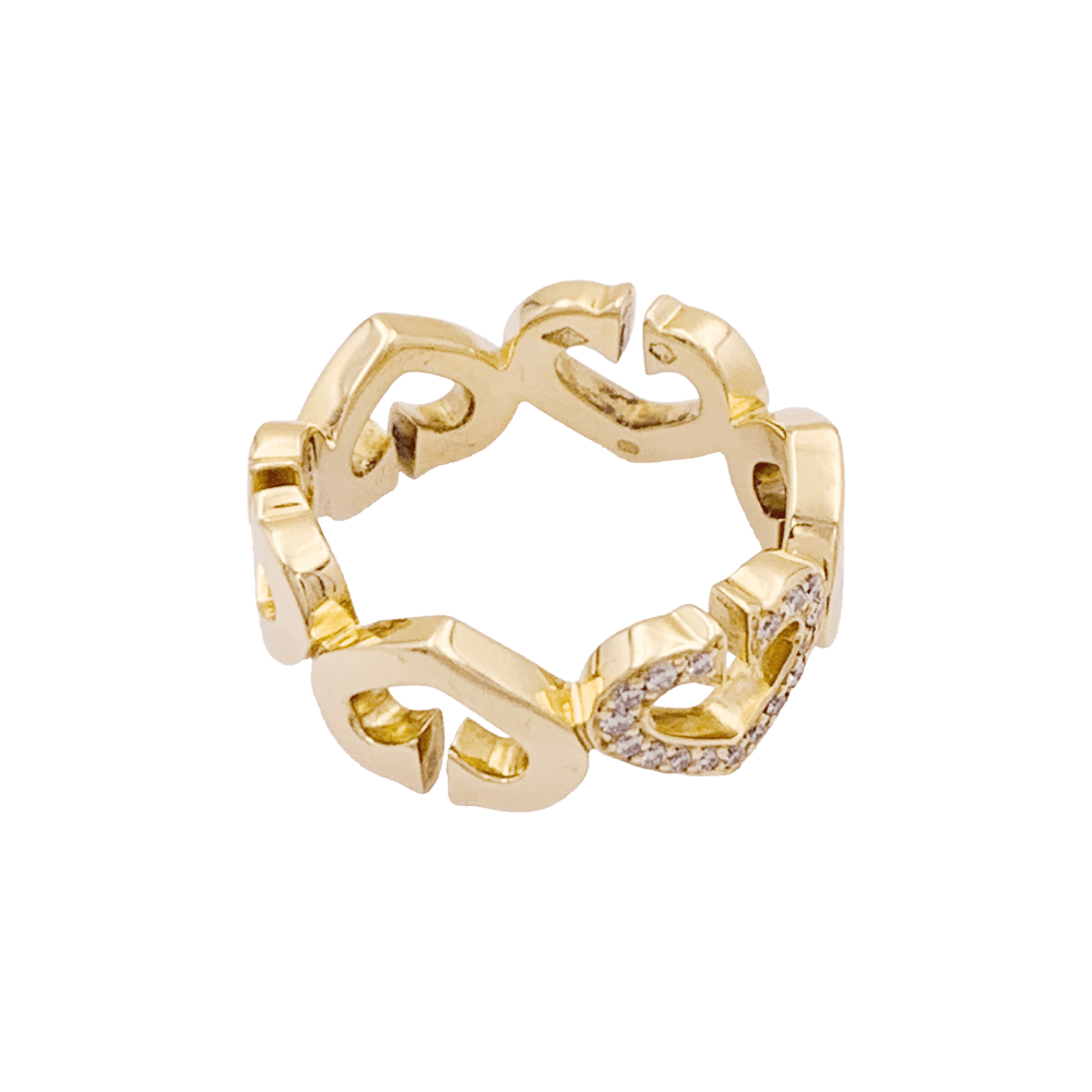 Bague Bandeau CARTIER "Coeurs C" en or jaune et diamants - Castafiore