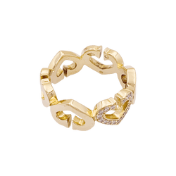 Bague Bandeau CARTIER "Coeurs C" en or jaune et diamants - Castafiore