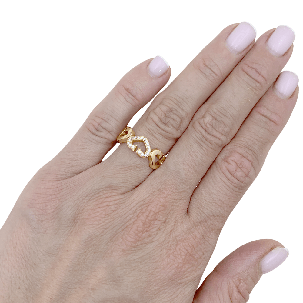 Bague Bandeau CARTIER "Coeurs C" en or jaune et diamants - Castafiore