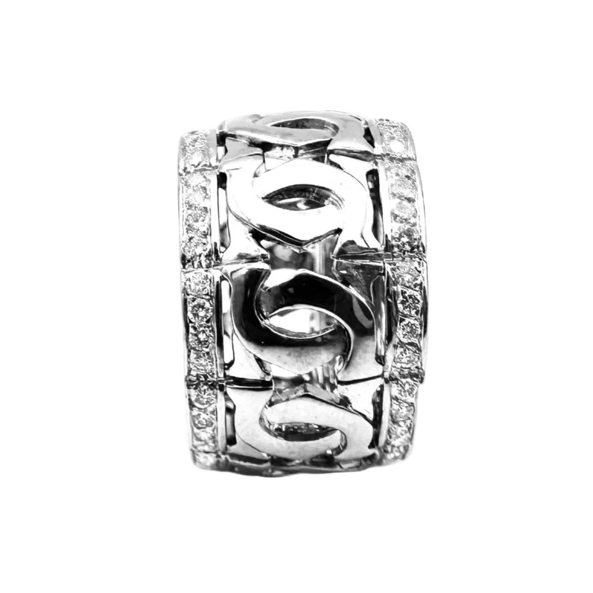 Bague Bandeau CARTIER "Entrelacé" en or blanc et diamants - Castafiore