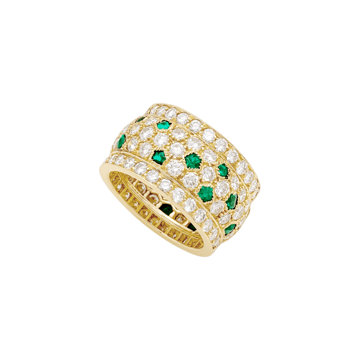 Bague Bandeau CARTIER "Nigéria" en or jaune, émeraudes et diamants - Castafiore