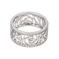 Bague Bandeau CHANEL "Camélia" en or blanc et diamants - Castafiore