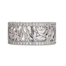 Bague Bandeau CHANEL "Camélia" en or blanc et diamants - Castafiore