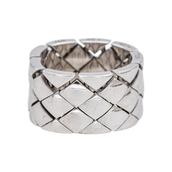 Bague Bandeau CHANEL "Matelassé" en or blanc - Castafiore