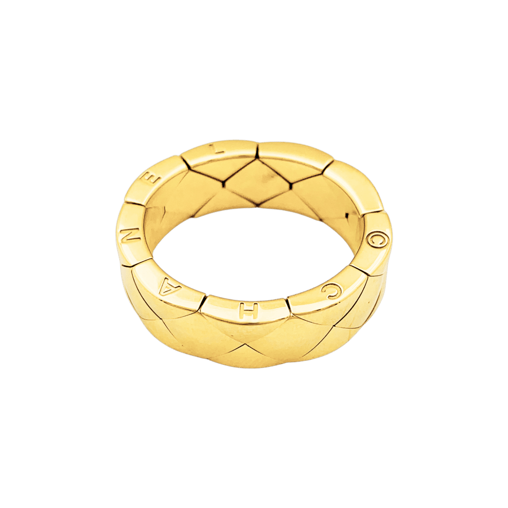 Bague Bandeau CHANEL "Matelassé" en or jaune - Castafiore
