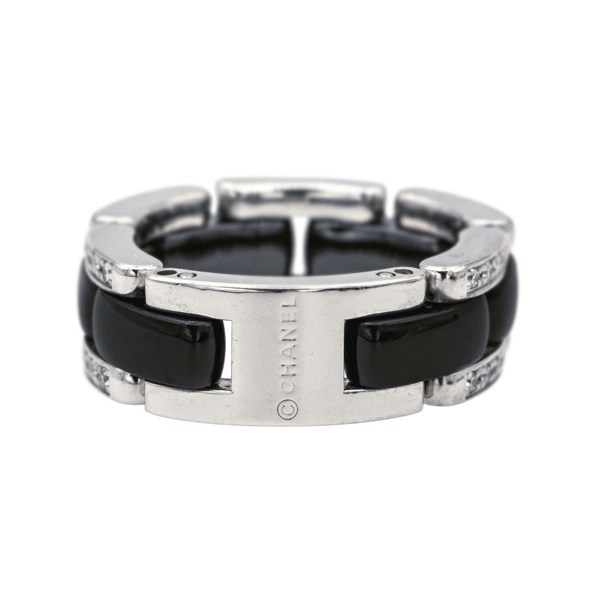 Bague Bandeau CHANEL "Ultra" en or blanc, céramique et diamants - Castafiore