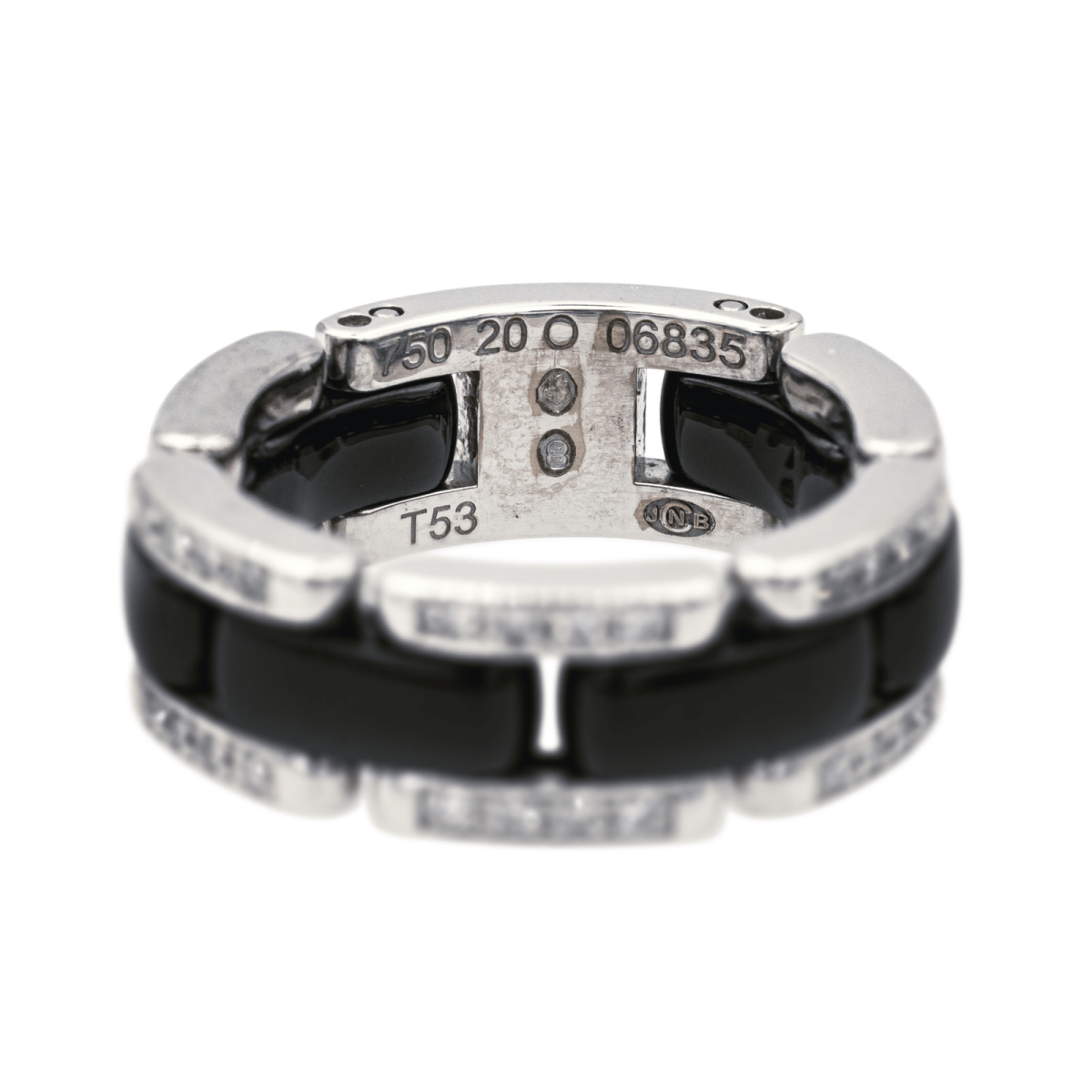 Bague Bandeau CHANEL "Ultra" en or blanc, céramique et diamants - Castafiore