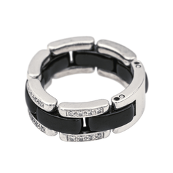 Bague Bandeau CHANEL "Ultra" en or blanc, céramique et diamants - Castafiore