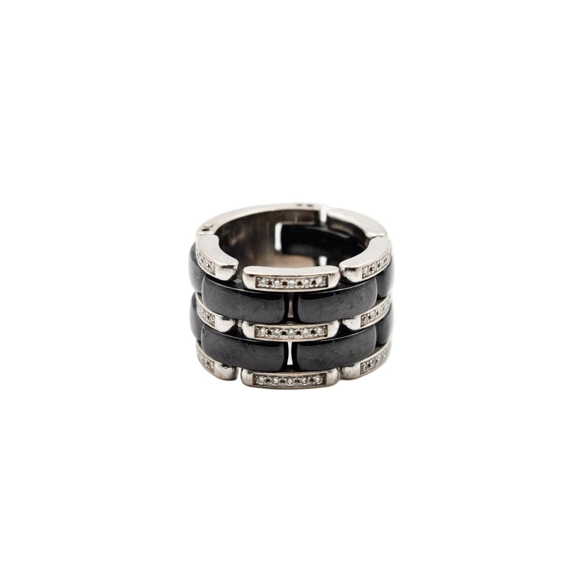 Bague Bandeau CHANEL "Ultra" en or blanc, céramique et diamants - Castafiore