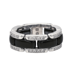 Bague Bandeau CHANEL "Ultra" en or blanc, céramique et diamants - Castafiore