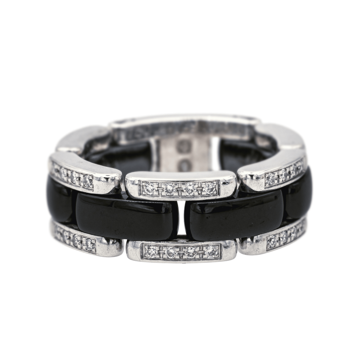 Bague Bandeau CHANEL "Ultra" en or blanc, céramique et diamants - Castafiore