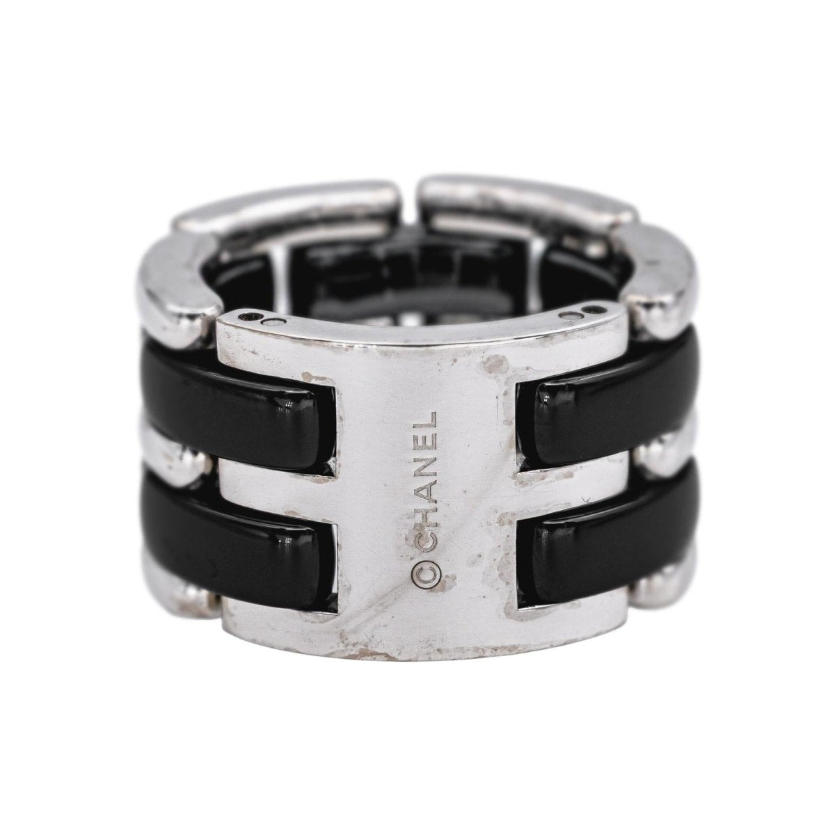 Bague Bandeau CHANEL "Ultra" en or blanc et céramique - Castafiore