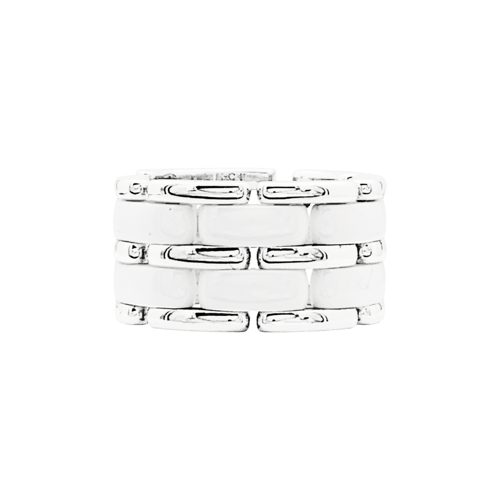 Bague Bandeau CHANEL "Ultra" en or blanc et céramique - Castafiore