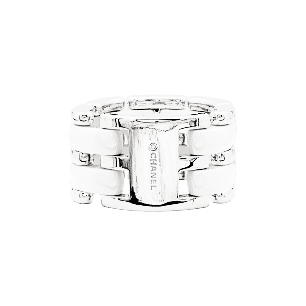 Bague Bandeau CHANEL "Ultra" en or blanc et céramique - Castafiore