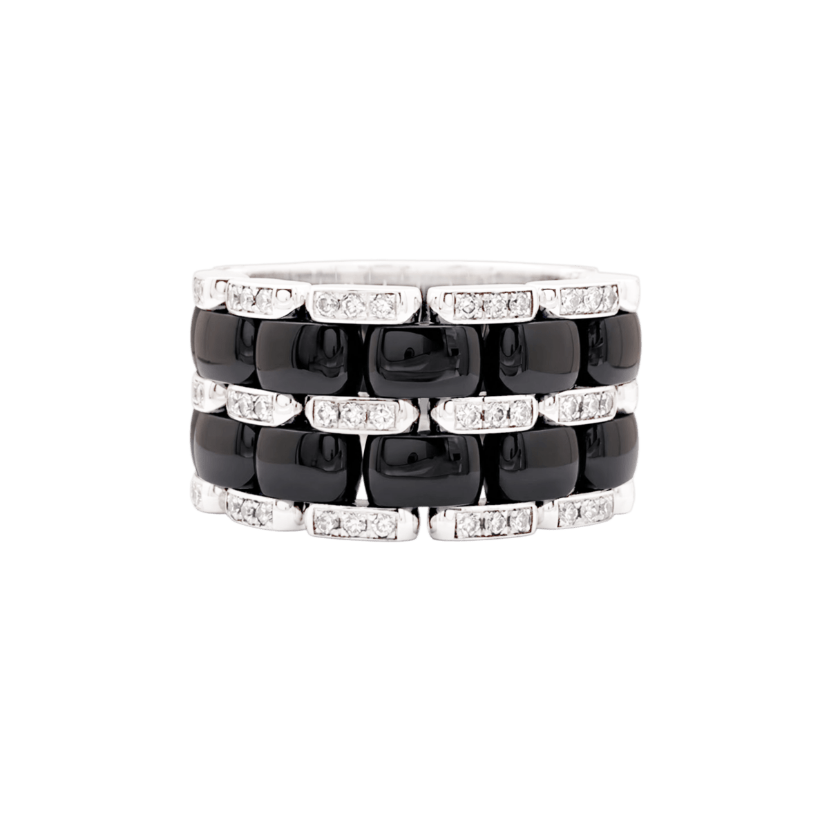 Bague Bandeau CHANEL "Ultra" GM en or blanc, céramique et diamants - Castafiore