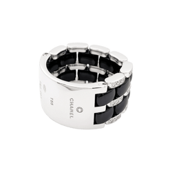 Bague Bandeau CHANEL "Ultra" GM en or blanc, céramique et diamants - Castafiore