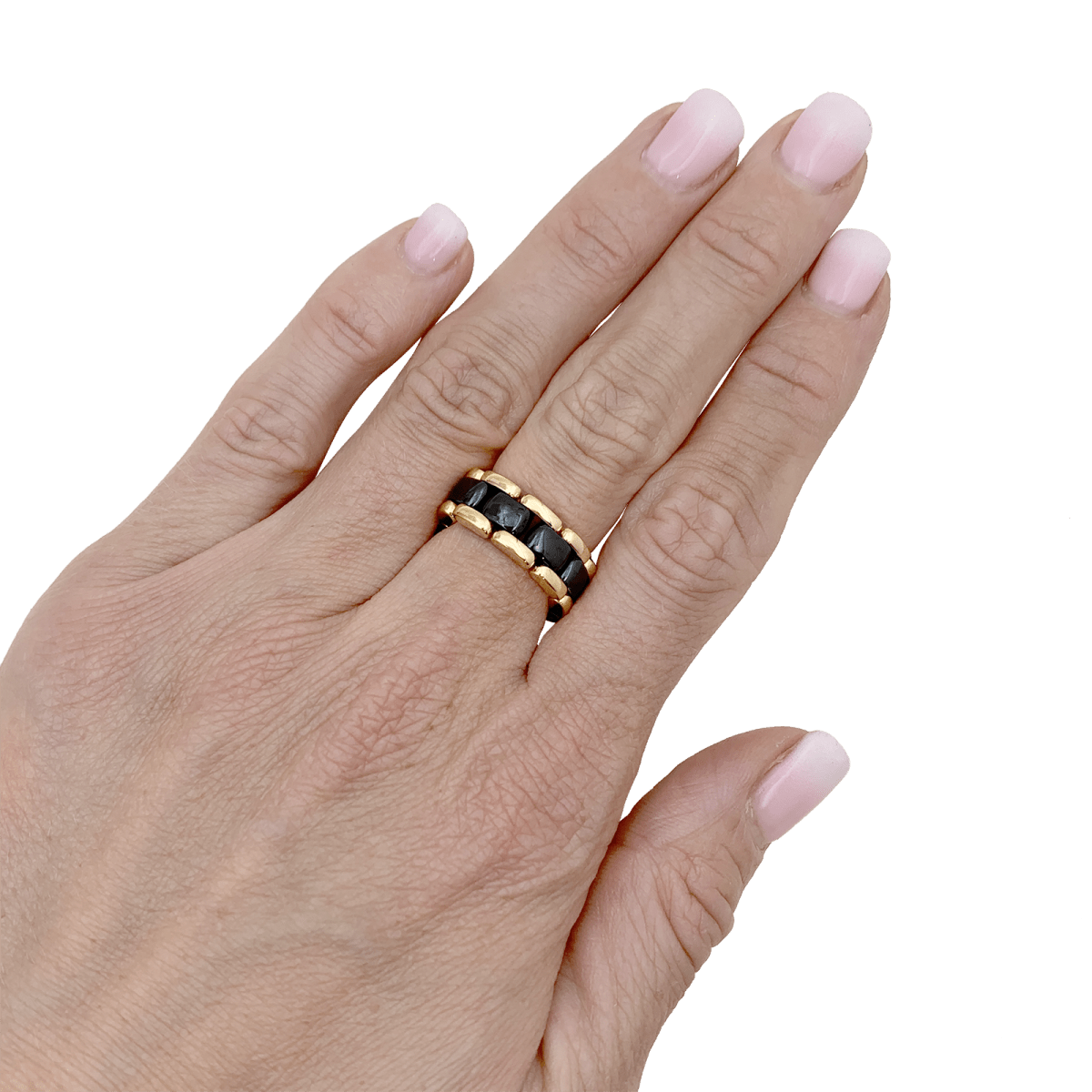 Bague Bandeau CHANEL "Ultra" or jaune et céramique - Castafiore