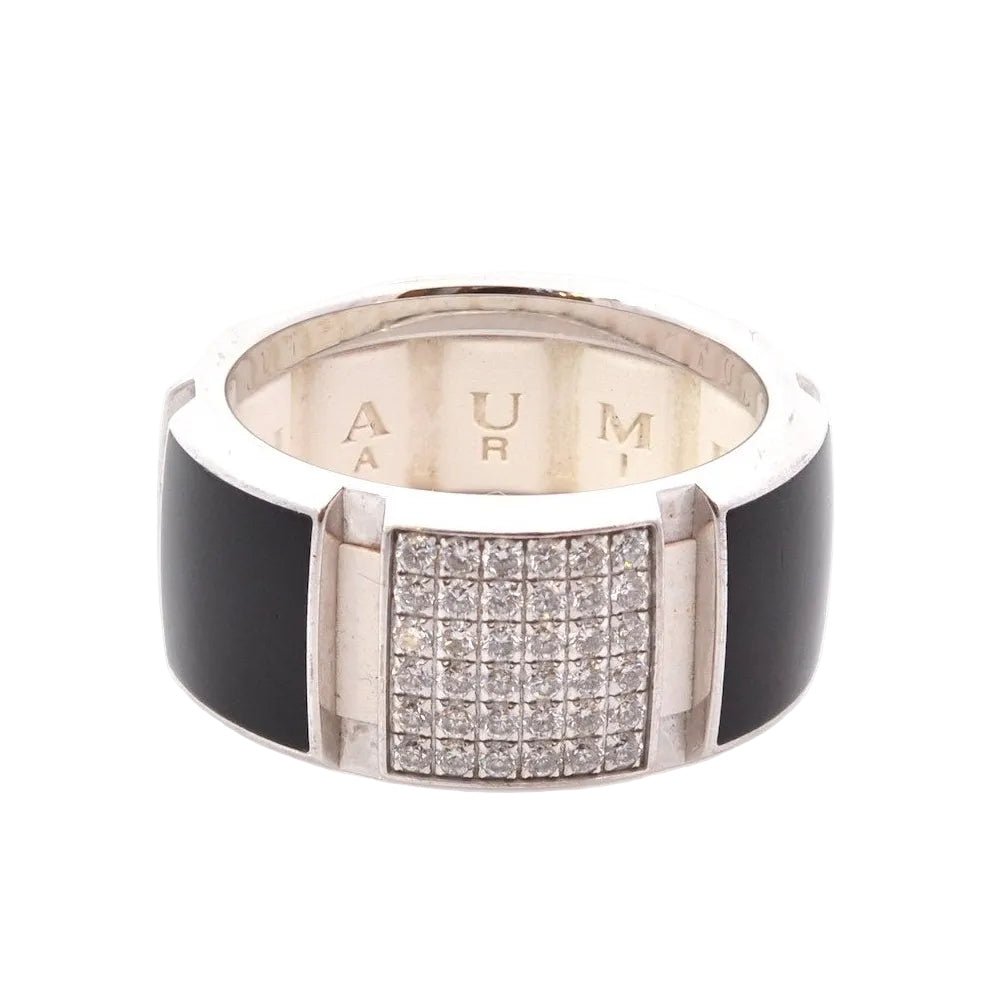 Bague Bandeau CHAUMET "Class One" en or blanc, caoutchoc, laque et diamants - Castafiore