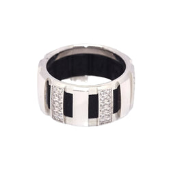 Bague Bandeau CHAUMET "Class One" en or blanc, caoutchouc et diamants - Castafiore
