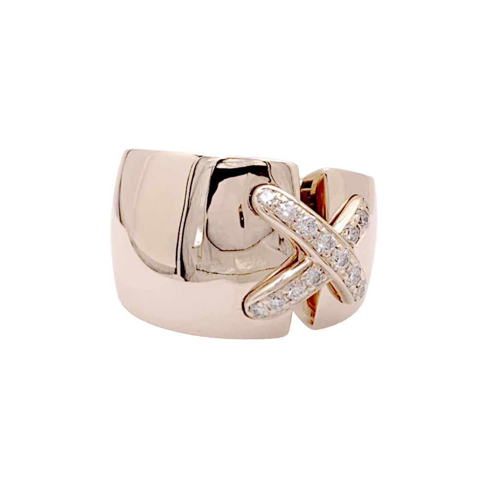 Bague Bandeau CHAUMET "Liens Asymétriques" en or rose et diamants - Castafiore