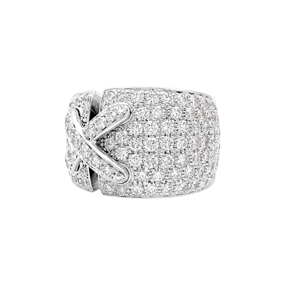 Bague Bandeau CHAUMET "Liens XL" en or blanc et diamants - Castafiore
