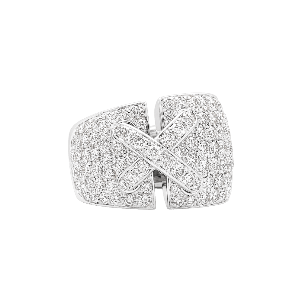 Bague Bandeau CHAUMET "Liens XL" en or blanc et diamants - Castafiore