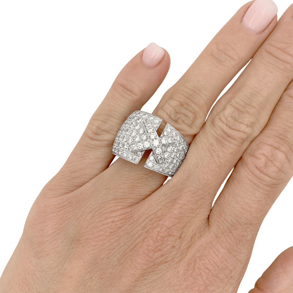 Bague Bandeau CHAUMET "Liens XL" en or blanc et diamants - Castafiore
