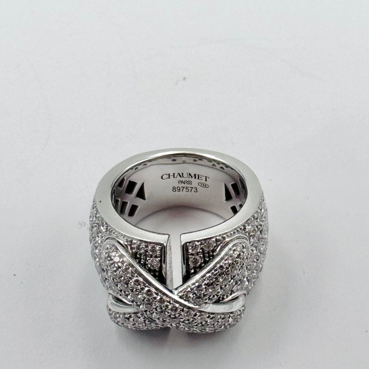 Bague Bandeau CHAUMET "Liens XL" en or blanc et diamants - Castafiore